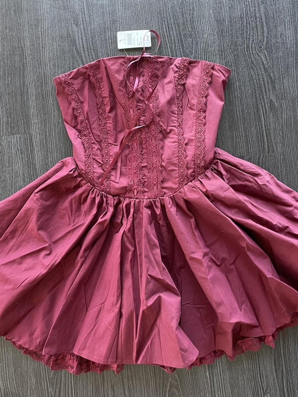 Windsor Burgundy Ribbon Mini Dress